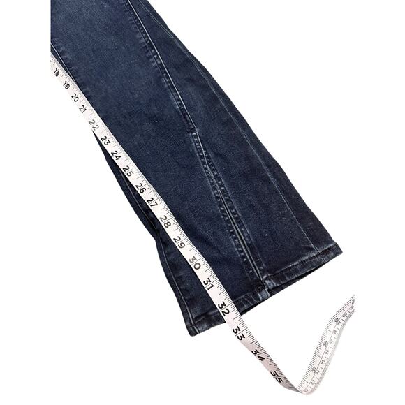 Express Skyscraper Mid Rise Dark Wash Women's Jeans Size 2 Vented Hem Mid Rise - Picture 8 of 10